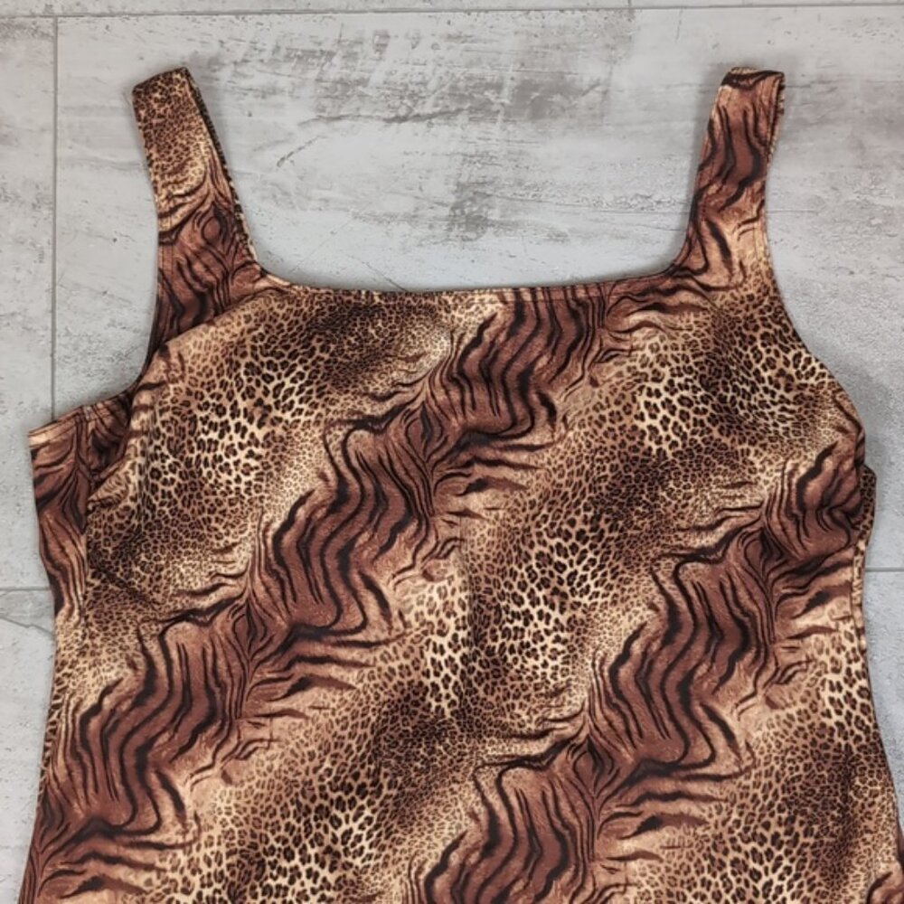 Vintage Baltex One Piece Swimsuit Animal Print Leopard Womens Plus Size 18W - Picture 2 of 9